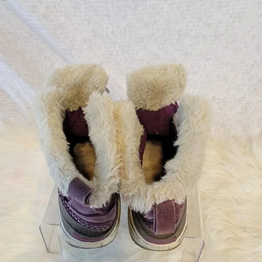 The‎ NORTH FACE Girls Purple Water Proof Suede Snow Winter Boots Youth Sz 2